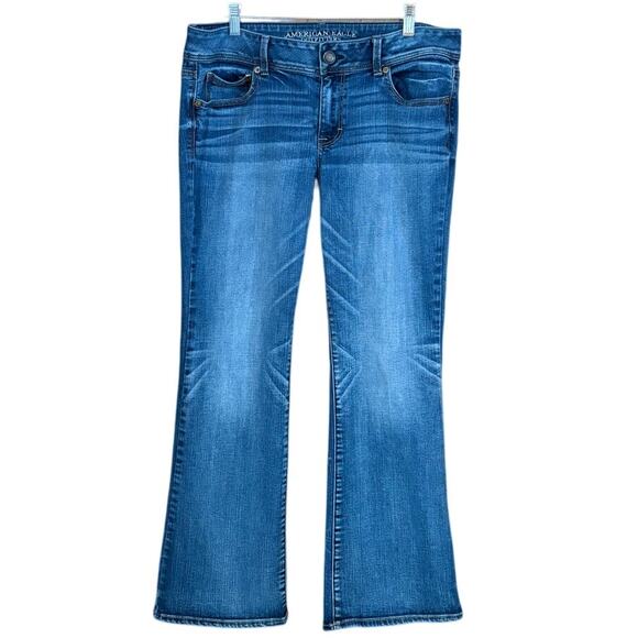 American Eagle Kick Boot Super Stretch Jeans Women’s Size 14 Regular Blue Denim - Picture 1 of 12
